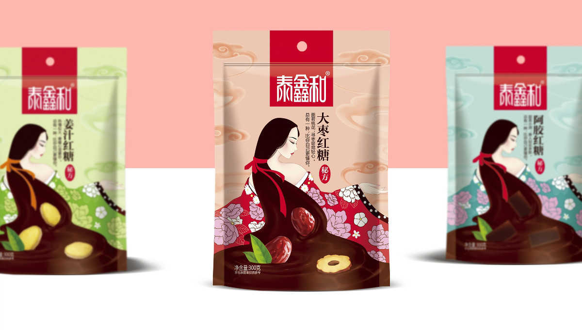 古風(fēng)美人紅糖食品包裝設(shè)計：甜蜜在心中寵愛