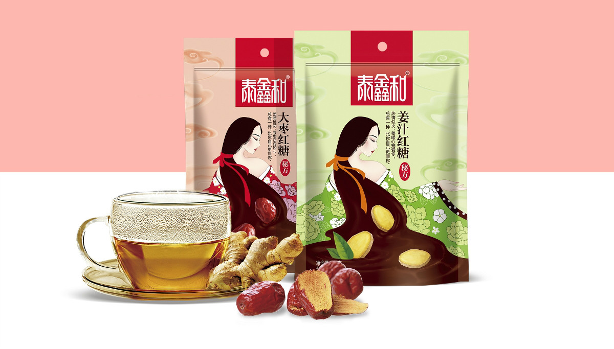 古風(fēng)美人紅糖食品包裝設(shè)計：甜蜜在心中寵愛