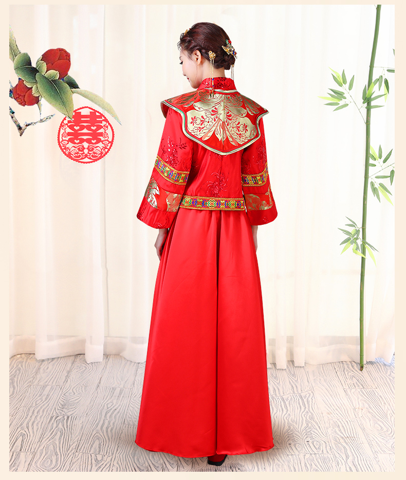 傳統(tǒng)古典刺繡中式禮服，中國風(fēng)唯美新娘禮服