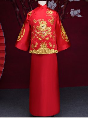 金龍男士古裝中式禮服，復古中國風新郎禮服