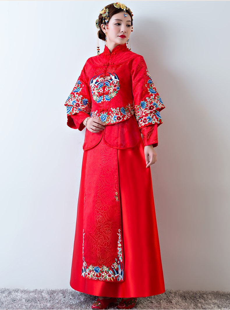 古色古香中式禮服，中國風(fēng)新娘結(jié)婚禮服