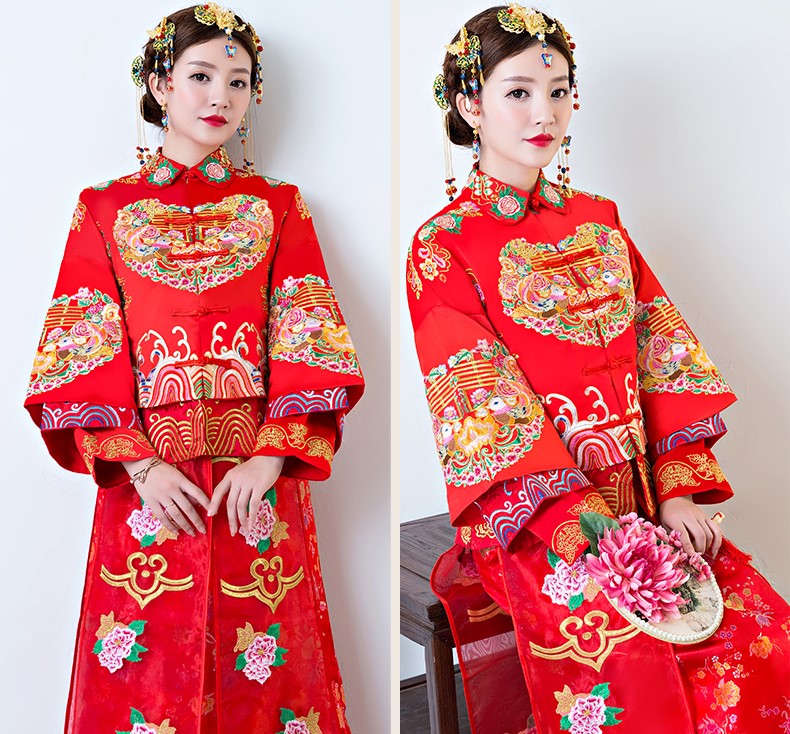 中國古典元素中式禮服，中國風(fēng)新娘結(jié)婚禮服