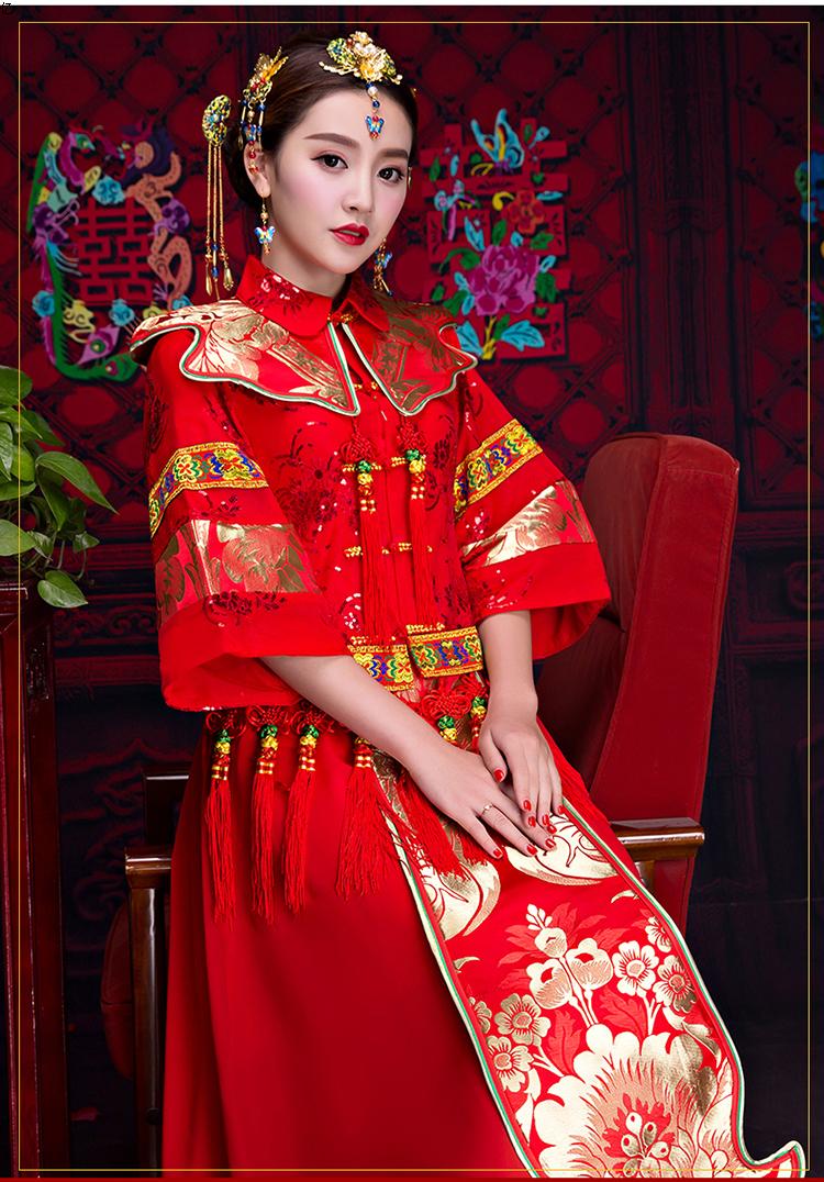 復(fù)古秀禾服中式禮服，中國風(fēng)新娘結(jié)婚禮服