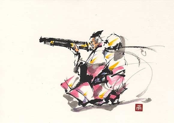 日本勝亦勇水墨功夫中華武術(shù)插畫（一）