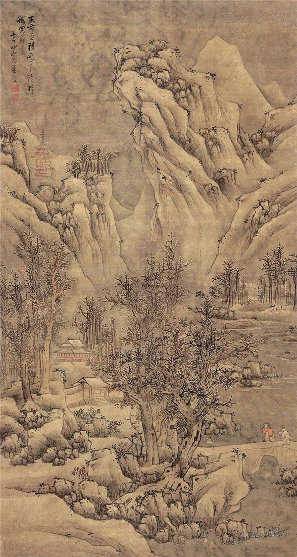 明代古典國(guó)畫(huà)雪景山水