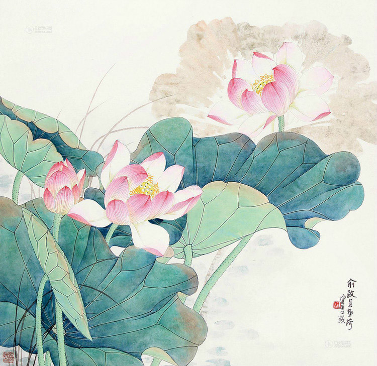 俞致貞國(guó)畫(huà)荷花作品