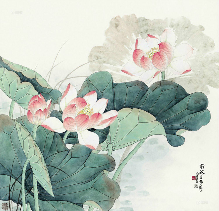 俞致貞國(guó)畫(huà)荷花作品