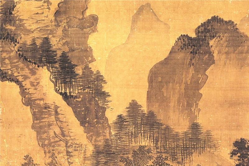 明朝戴進(jìn)國(guó)畫《畫山水》欣賞