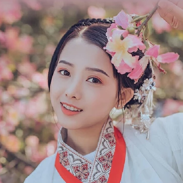 粉色木棉花少女頭像，唯美古風(fēng)真人頭像