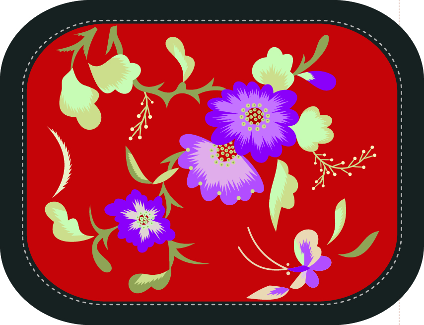 中國(guó)傳統(tǒng)刺繡圖案蝴蝶花卉系列五，矢量素材